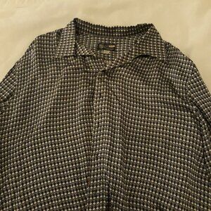 Custom silk designer long sleeve Black shirt with grey/white skeleton heads